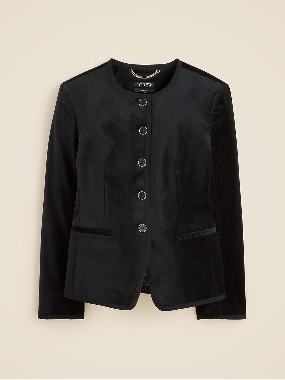 J.Crew Cora Lady Jacket in Velvet, Collarless Button Jacket NWT $348 10